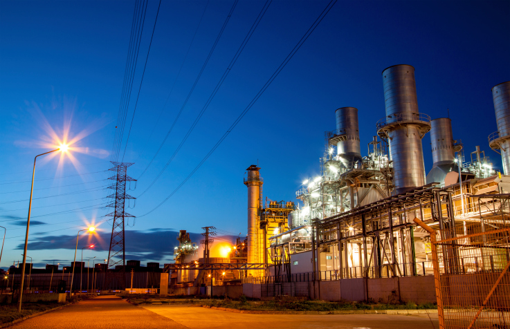 Twilight photo of power plant